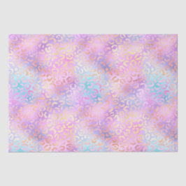 Papel De Seda Gradiente Iridescente Arco-Íris e Manchas-Leopardo