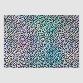 Papel De Seda Gradiente Iridescente Arco-Íris e Manchas-Leopardo
