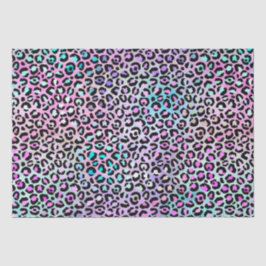 Papel De Seda Gradiente Iridescente Arco-Íris e Manchas-Leopardo