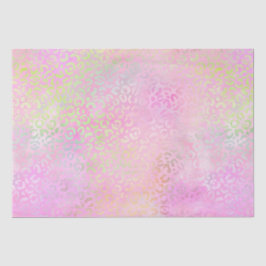 Papel De Seda Gradiente Iridescente Arco-Íris e Manchas-Leopardo