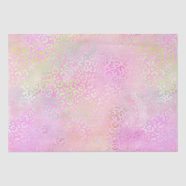 Papel De Seda Gradiente Iridescente Arco-Íris e Manchas-Leopardo (Frente )