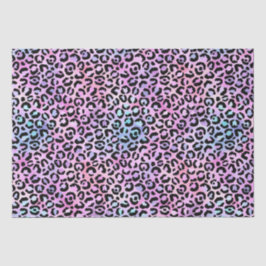 Papel De Seda Gradiente Iridescente Arco-Íris e Manchas-Leopardo
