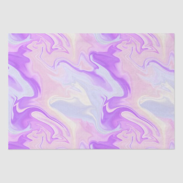 Papel De Seda Gradiente Roxo-Rosa e Iridescente Marble (Frente )