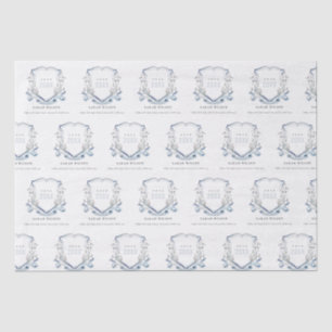 Papel De Seda Graduação de Crest Crest de Watercolor Blue Chic
