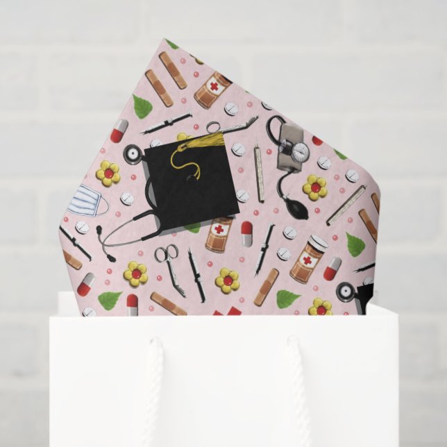 Papel De Seda Graduação de Enfermeira RN (Sacola de presentes)