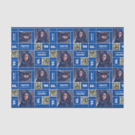 Papel De Seda Graduação de Foto Quadrada Ano Azul