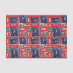 Papel De Seda Graduação de Foto Quadrada Ano Vermelho