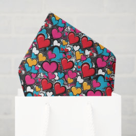 Papel De Seda Graffiti Hearts Cool Street Art Modern Patterned