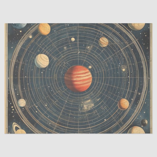 Papel De Seda Gráfico Celestial Centrado em Júpiter Design (2) (Frente )