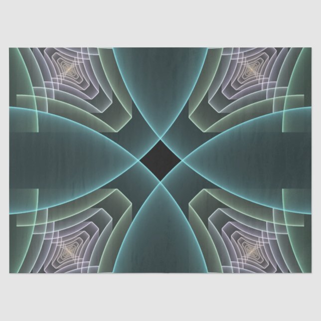 Papel De Seda Gráfico de Arte Geométrica Teal Moderna (Frente )