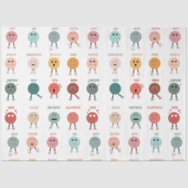 Papel De Seda Gráfico de Emoções de Sentimentos Coloridos Bonito
