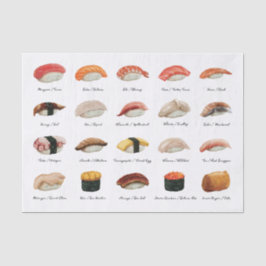 Papel De Seda Gráfico de Sushi de Aquarela