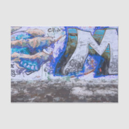 Papel De Seda Grafite Azul Urbano Grunge Street Wall Painting