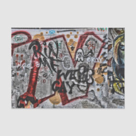 Papel De Seda Grafite Red Cinza Letters Urban Street Wall