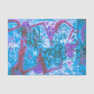 Papel De Seda Grafite Roxo Azul Arte Urbana de Parede Pintada