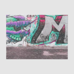 Papel De Seda Grafite Verde Cinza Arte Urbana de Rua Parede de T