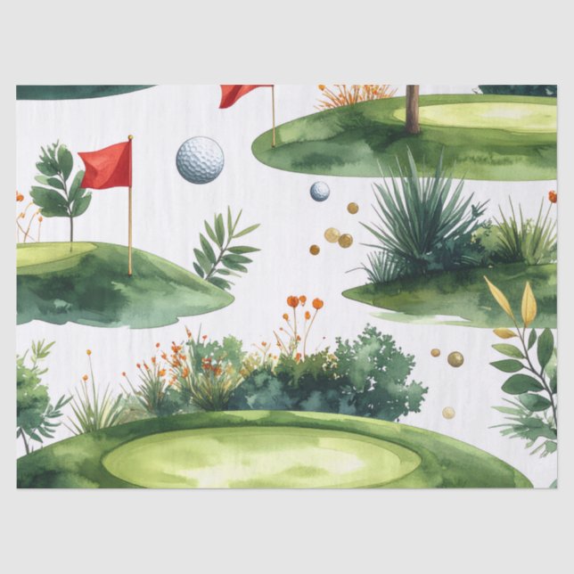 Papel De Seda Grama de Putting de Golfe com bandeira vermelha (Frente )