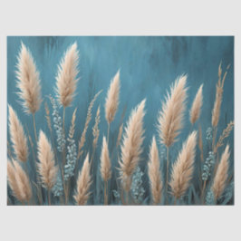 Papel De Seda Grama Floral Azul