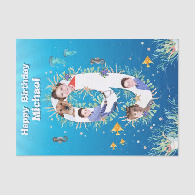 Papel De Seda Grande 9º Sob A Colagem De Fotos De Aniversário Do (Frente )