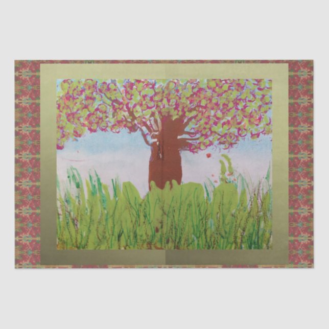 Papel De Seda Grande Árvore de Bloqueio (Frente )