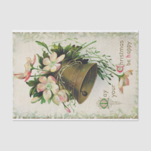 Papel De Seda Grande Bell de Nó com Flores Rosa e Creme