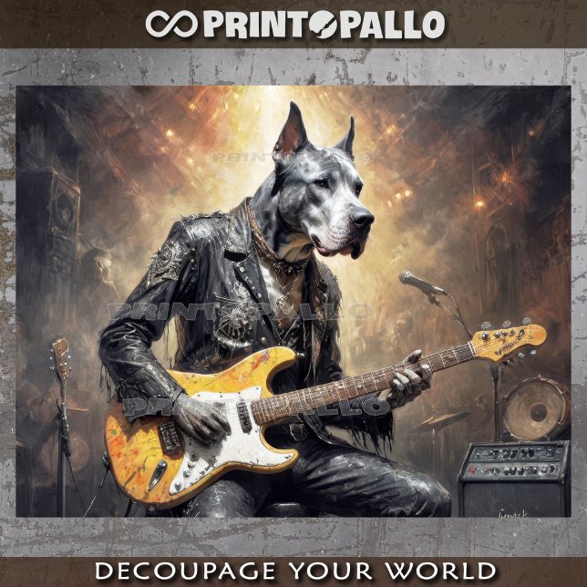 Papel De Seda Grande cachorro Dane tocando violão elétrico (Criador carregado)