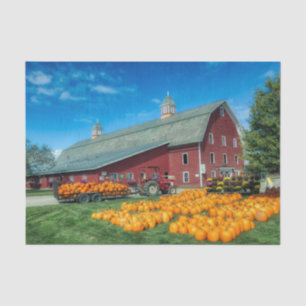 Papel De Seda Grande Celeiro Vermelho de Vermont com Abóboras