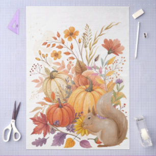 Papel De Seda Grande Cores Aquáticas Queda Flores Selvagens