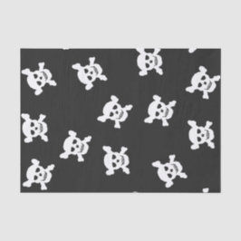 Papel De Seda Grande crânio branco e Crossbones no preto