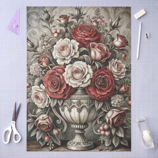 Papel De Seda Grande Decoupage Floral de Móveis Elegantes (Arte )