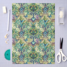 Papel De Seda Grande Decoupagem Floral e Borboleta Sem Costura