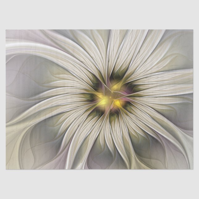 Papel De Seda Grande Flor de Marfim, Abstrato Moderna Arte Fract (Frente )