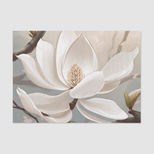 Papel De Seda Grande Magnésia Branca Flor (Frente )