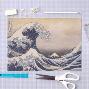Papel De Seda Grande Onda na Costa de Kanagawa por Hokusai