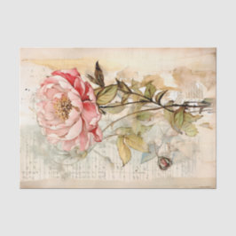 Papel De Seda Grande Peônia Rosa em Estilo Vintage Levemente Abs