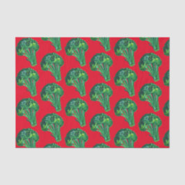 Papel De Seda Grande Presente Verde Vermelho Verde Broccoli Wate