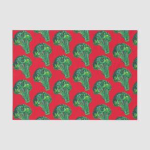 Papel De Seda Grande Presente Verde Vermelho Verde Broccoli Wate
