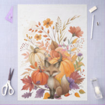 Grande Queda de Watercolor Flores Selvagens Pumpki