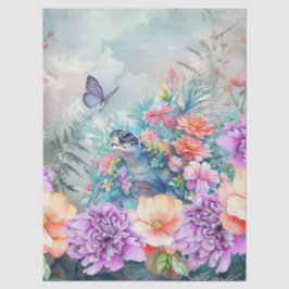 Papel De Seda Grande Tartaruga do Mar Tropical e Florestas de Aq