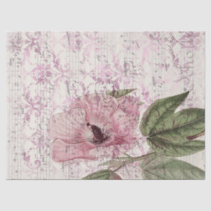Papel De Seda Grande Vintage - Flor Rosa com Desligamento de Mús