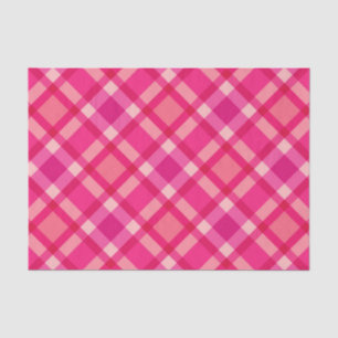 Papel De Seda Grande Xadrez Moderna, Fúcsia Rosa e Coral Vermel