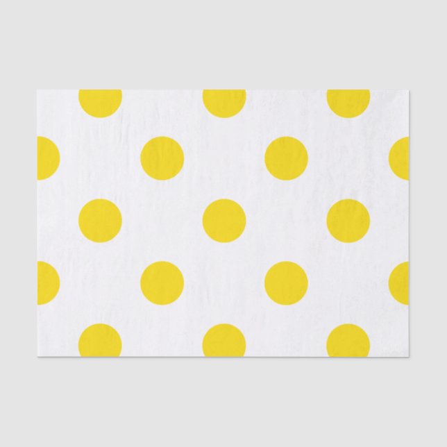 Papel De Seda Grandes bolinhas - amarelo dourado no branco (Frente )