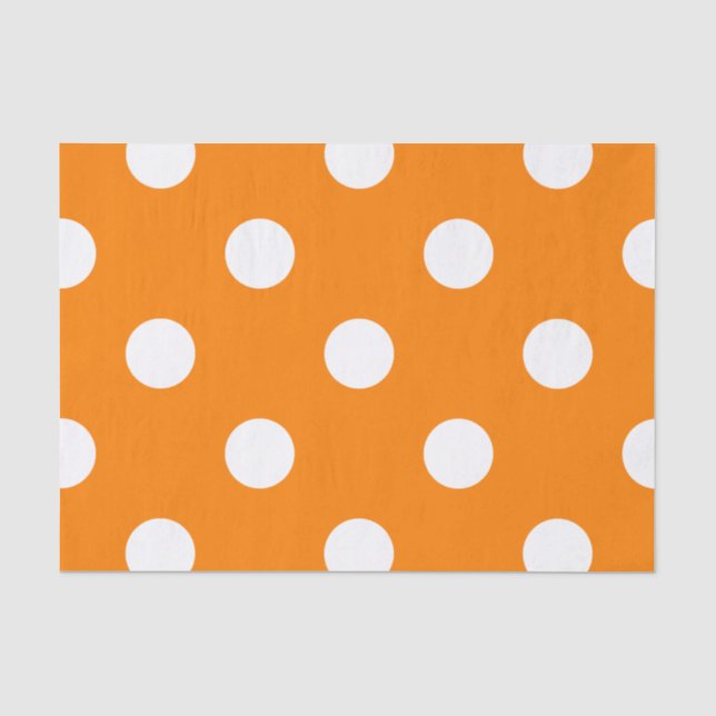 Papel De Seda Grandes bolinhas - branco na laranja (Frente )
