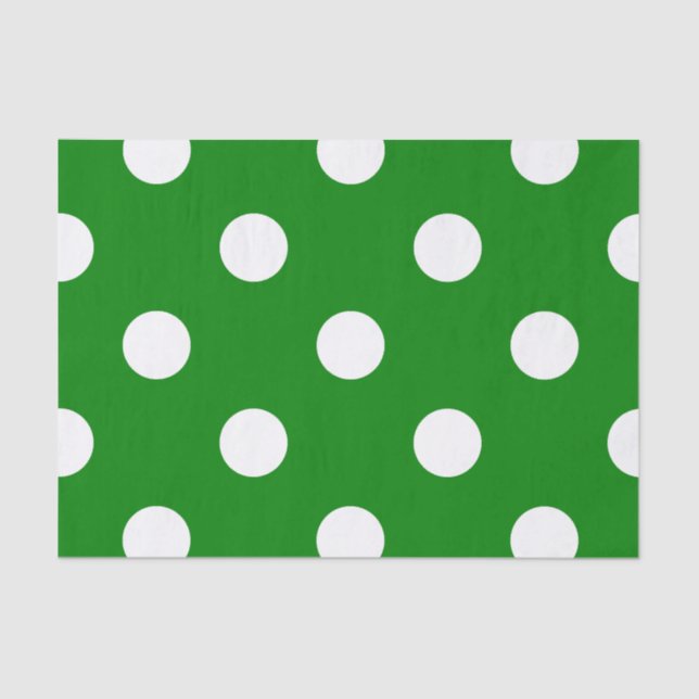 Papel De Seda Grandes bolinhas - branco no verde (Frente )