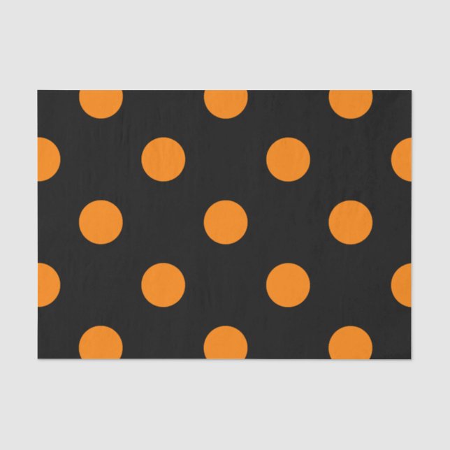 Papel De Seda Grandes bolinhas - laranja no preto (Frente )