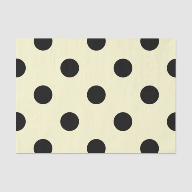 Papel De Seda Grandes bolinhas - preto no creme (Frente )