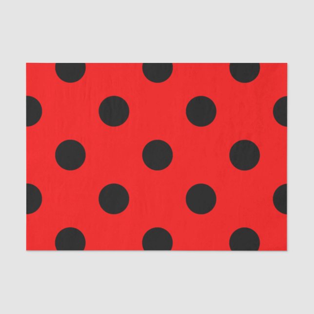 Papel De Seda Grandes bolinhas - preto no vermelho (Frente )
