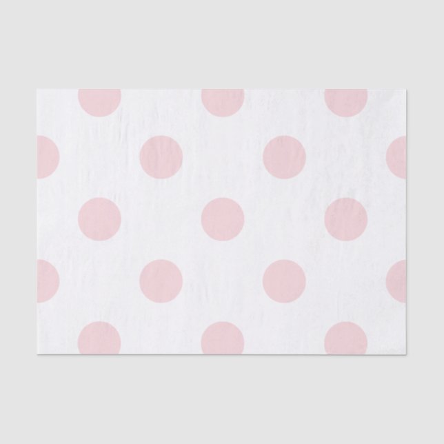 Papel De Seda Grandes bolinhas - rosas pálido no branco (Frente )