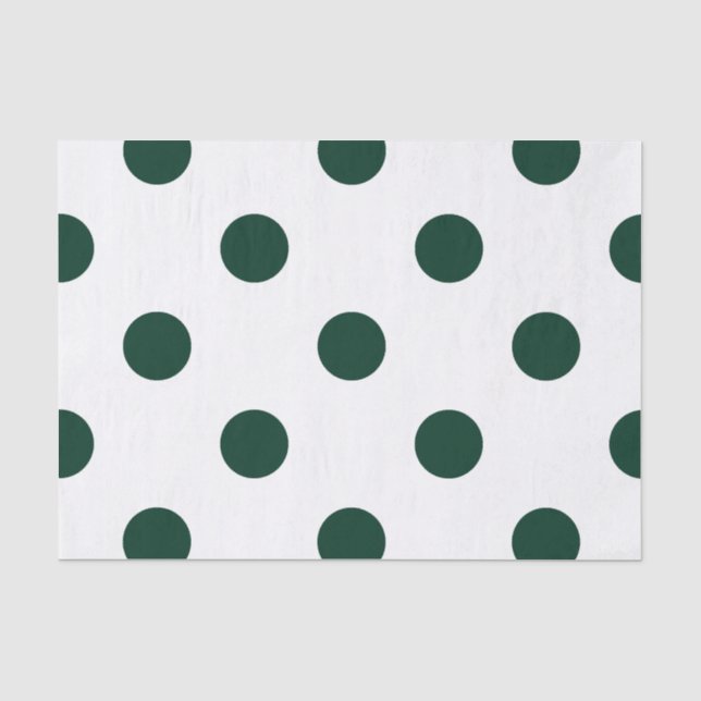 Papel De Seda Grandes bolinhas - verdes escuro no branco (Frente )