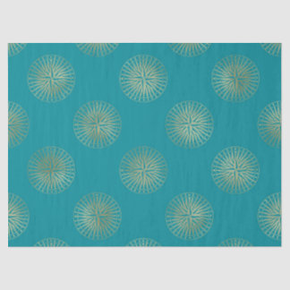 Papel De Seda Grandes Bússolas Douradas na Decoupage Teal